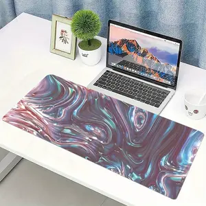 1pc Cyberpunk Metallic Water Flow Design Mouse Pad, Stitched Edge Non-Slip Rubber Base Desk Mat, 35.4x15.7 Inch, Home Office Desk Accessories Gift for Friends and Women