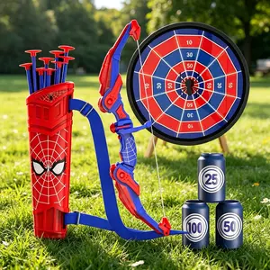 Spider Theme Toy Set for Boys Ages 3-12, Archery Shooting Kit with LED Lights, Durable Handheld Spider Quiver and Web Target, Includes 10 Suction Arrows