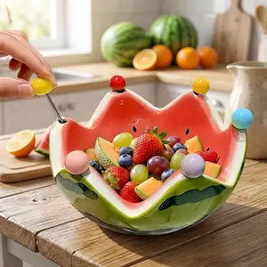 Household Fruit Plate & Fork Combo, Stylish Organizer Bowl for Fruit Sticks & Dessert Forks