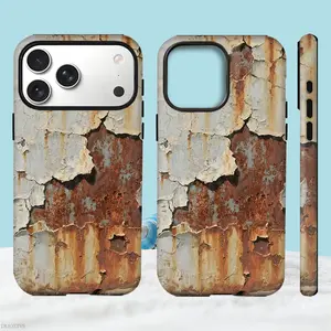 Funny Rusty Iron Sheet Pattern Phone Case for iPhone 17 Pro Max 17Air 16 Plus 15 14 13 12 11 Shockproof Durable 2 in 1 Protective Cellphone Casing Cover