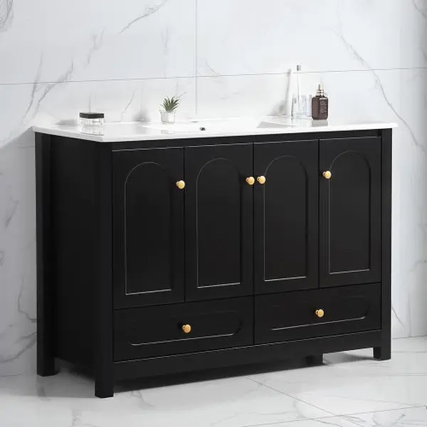 Bellemave 48" Bathroom Drawers Floor Cabinet Vanity Combo with Ceramic Sink, 4 Soft-Close Doors, 2 Drawers, and Abundant Storage, Drawers Floor Cabinets