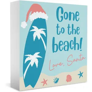 Beach Coastal Christmas Decorations for Home Beach House Coastal Beachy Christmas Decor for Office Indoor Bedroom Home Room Table Kitchen Bathroom Wooden Sign 5x5 inch