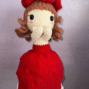 2 in 1 Bouquet Doll - Red Crochet Design with Unique Features as Shown