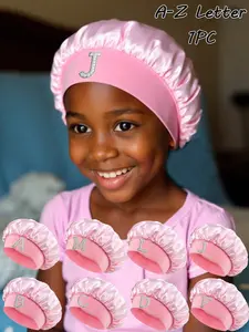1PC 26 Letter Sleep Cap, Suitable for Curly and Straight Hair, Bath Hat Shower Caps for Kids Ages 3-8, Casual Style, All Seasons