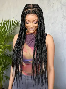 High-Quality Handmade Fashion Braids, Unique Hand-Woven Cornrow Braid, HD Full Lace Parting Wig, Stylish New Design, Goddess Gift