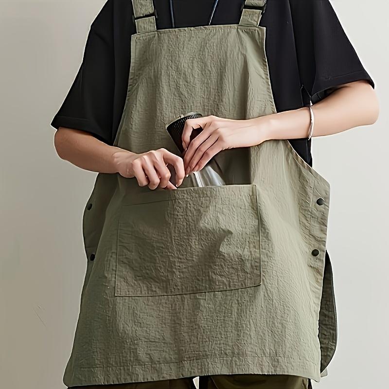 Heavy Duty Work Apron Olive Green - 300GSM Polyester Utility Apron with Adjustable Waistband & Multiple Pockets, Perfect for Kitchen BBQ Catering Restaurant Chef Barista