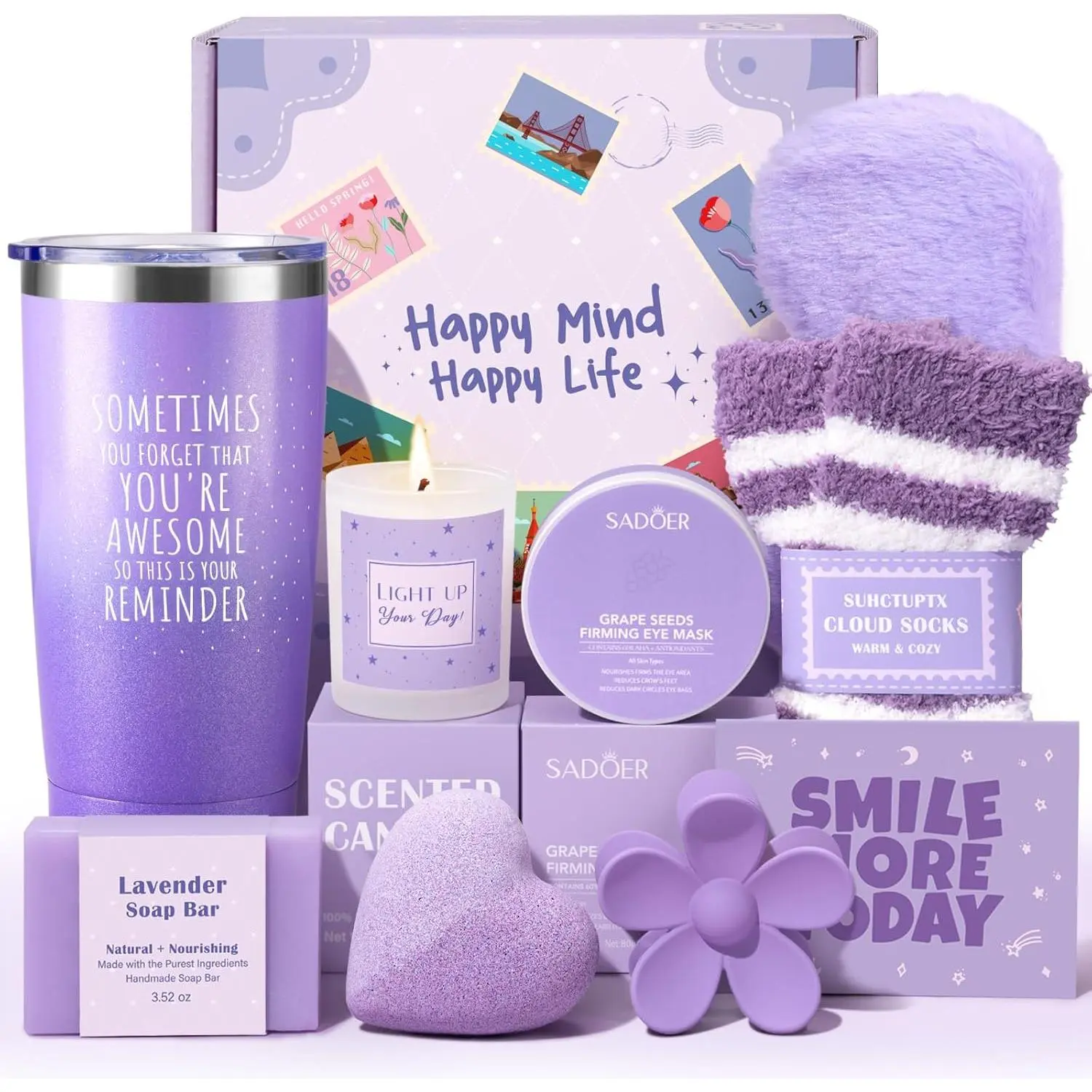 Gift Baskets for Women, 9pcs Unique Happy Birthday Gifts for Women, Best Mothers Day Gifts Get Well Soon Basket Appreciation Ideas Box for with Tumbler Her Mom Sister Friend Friendship Teacher