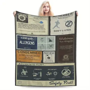 Aperture Science Poster Collection Flannel Blanket - Soft, Warm, Quick-Dry, Absorbent, Rectangular Home Decor Blanket for Couch, Bed, Office, Camping | All-Season Use, Office Decor Blanket | Modern Home Decor | Polyester Blend 075