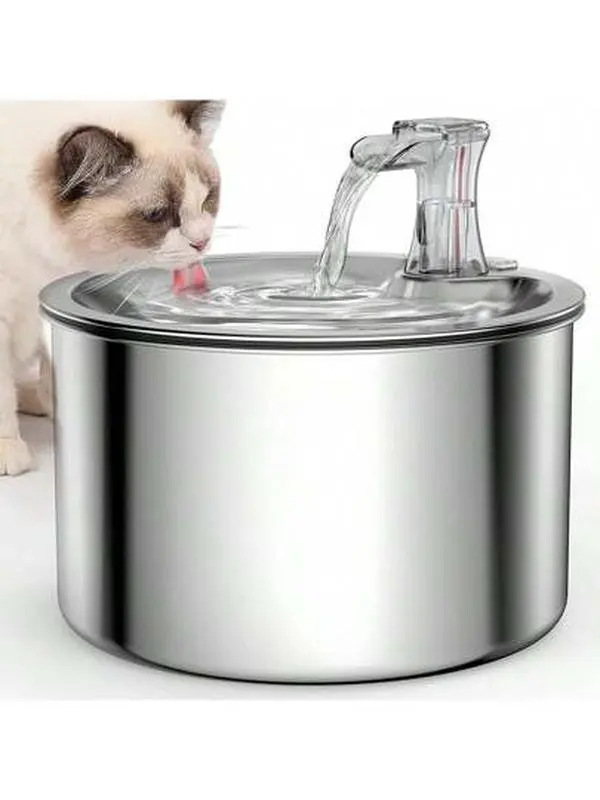 NPET NPET 2L/0.53GAL Stainless Steel Pet Water Fountain  Automatic Pet Water Dispenser With Buoy Observe Water Level Suitable For Dogs Cats Multiple Pets
