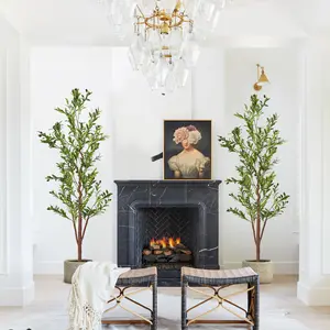 Large Multi-Trunk Artificial Olive Tree With Container - Realistic Leaves And Fruits, Perfect For Indoor And Outdoor Decor, Versatile For Various Room Types, Occasions And Seasonal Celebrations