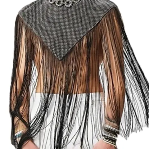 Men's Regular Fit Fringe Trim Mock Neck Cloak Knitwear, Fashion Street Tassel Hem Top for Daily Holiday Vacation Outdoor Wear, Men's Clothes for Summer, Soft Casual Knitwear, Knit Pullover Tops