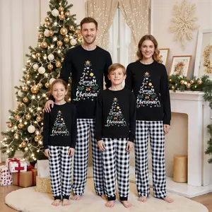 Christmas Pajamas For Family Christmas Letter Tree Print Family Matching Outfits Long Sleeve Family Jammies Matching Holiday Pajamas