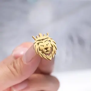 2pcs  Fashion Creative Lion Brooch Pin Men's Blazer Collar Pin Anti-slip Button Placket Buckle Badge Durable Metal Pins
