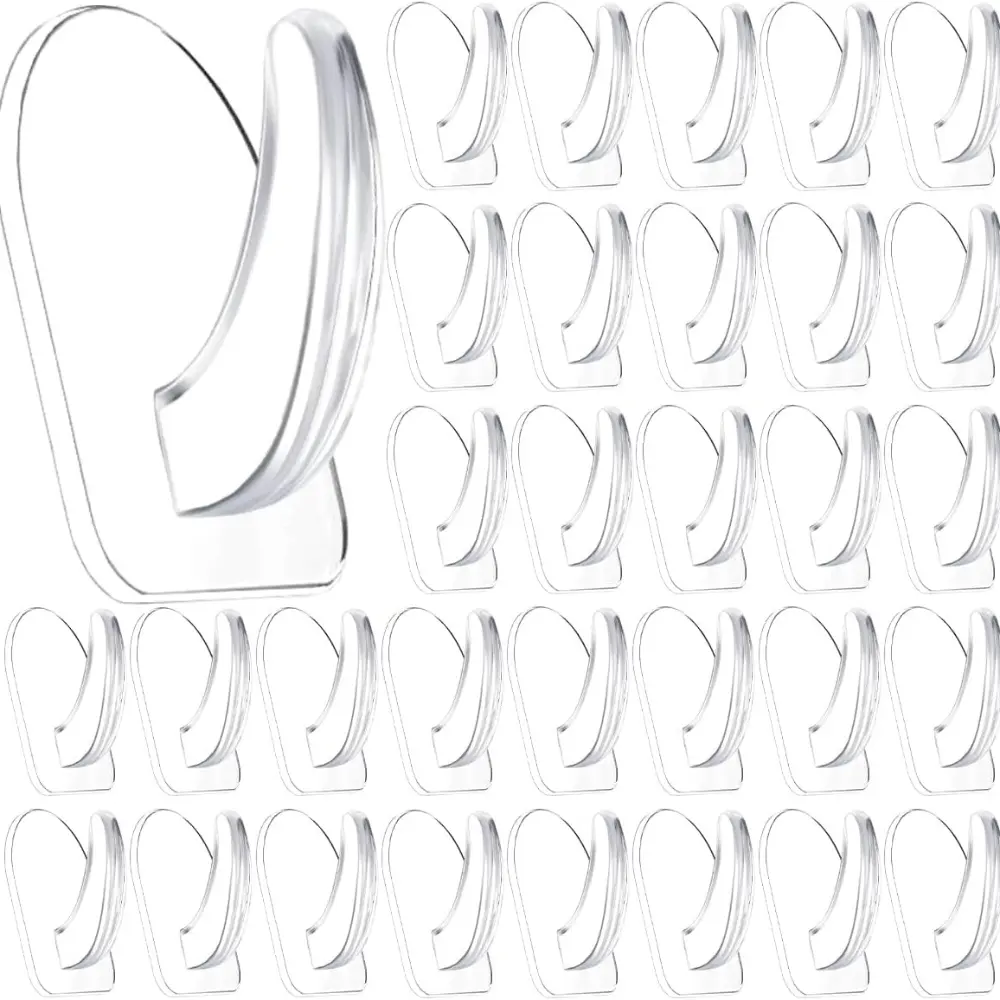 40 Pieces Clear Adhesive Wall Hooks for Walls No Damage, Transparent Reusable Seamless Hangers Without Nails Small Acrylic Sticky Hooks Self Adhesive Hooks for Kitchen Bathroom Bedroom Office