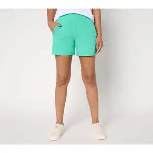 QVC Women's Fitted Cotton Slub Knit Elastic 5" Bottom Shorts