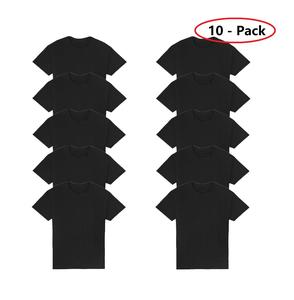 10pcs Men's Classic Crew Neck T-Shirts in Black- Soft Cotton Blend, Short Sleeve, Machine Washable - Ideal for Casual Wear & Everyday Comfort  Menswear workout tops Tshirt Top white tee