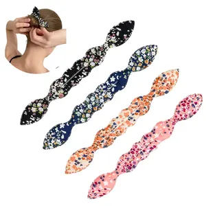 4 Pcs Deft Bun Maker  French Twist Rabbit Ear Bun Twister Flower Flexible Quick Bun Maker for Women Girls