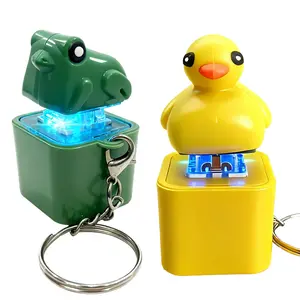 Frog Croaking Fidget Toy - Rechargeable Quacking Duck Keychain, Quacking Duck Stress Reliever with Colorful Lights, Fun & Portable Anxiety Relief Toy (Quacking Duck&Frog Croaking)