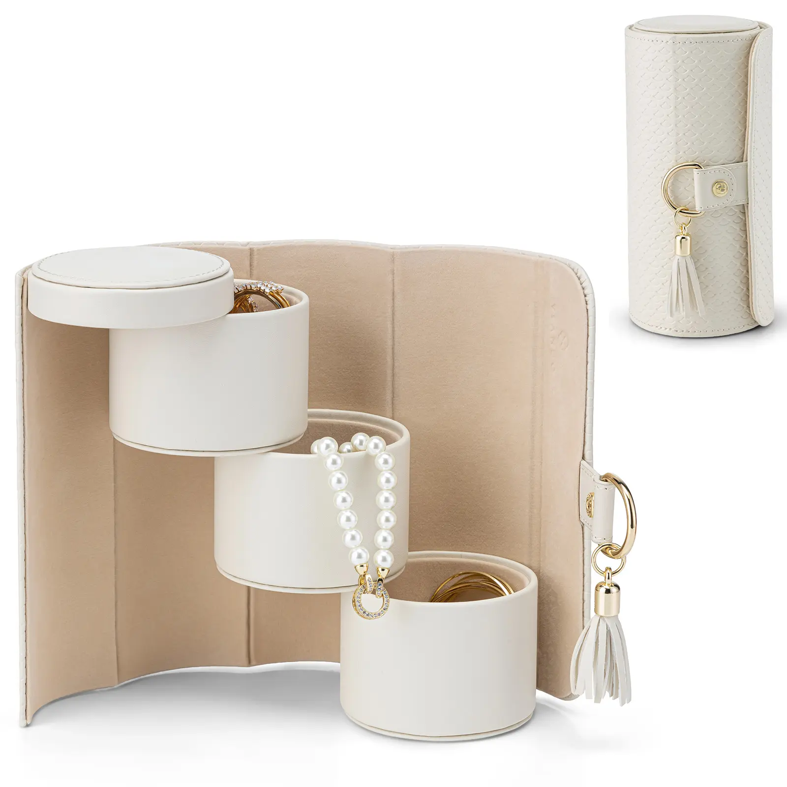 VLANDO Viaggio Vintage Abrasion-Resistant Compact Jewelry Organizer Box - Rotating Structure Travel Essential for Bridesmaids, Home Storage Accessory Gift,dorm essentials,home decor