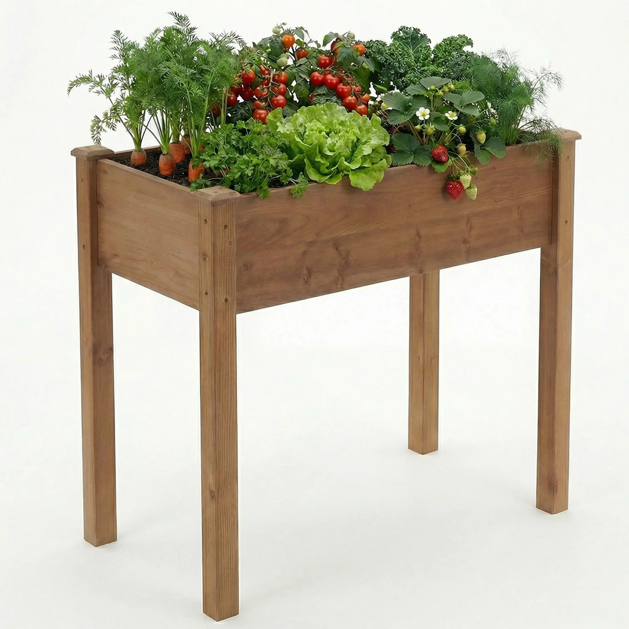 Sweetcrispy Elevated Raised Garden Bed - Natural Wood Planter Box Stand with Bed Liner, 300lb Capacity - Perfect for Backyard, Patio, Balcony Gardening