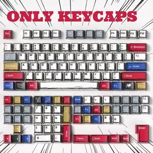 Aula Mechanical Full Size Comix style Only Keycaps, PBT Keycaps 130 Keys Set Custom Key Caps Set OEM Profile, Universal Compatiability For 61/68/84/87/98/100  Typing Gaming Mechanical Manga Keycaps-Only Keycap
