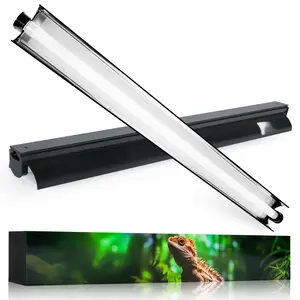 T5 Reptile Light Fixture Combo Kit 24W Light Fixture Reptile Terrarium Hood 10.0 UVB Light Bulb dimmable Fluorescent Tube Ideal for Tropical and Deserts Such as Bearded Dragon Lizards and Tortoises