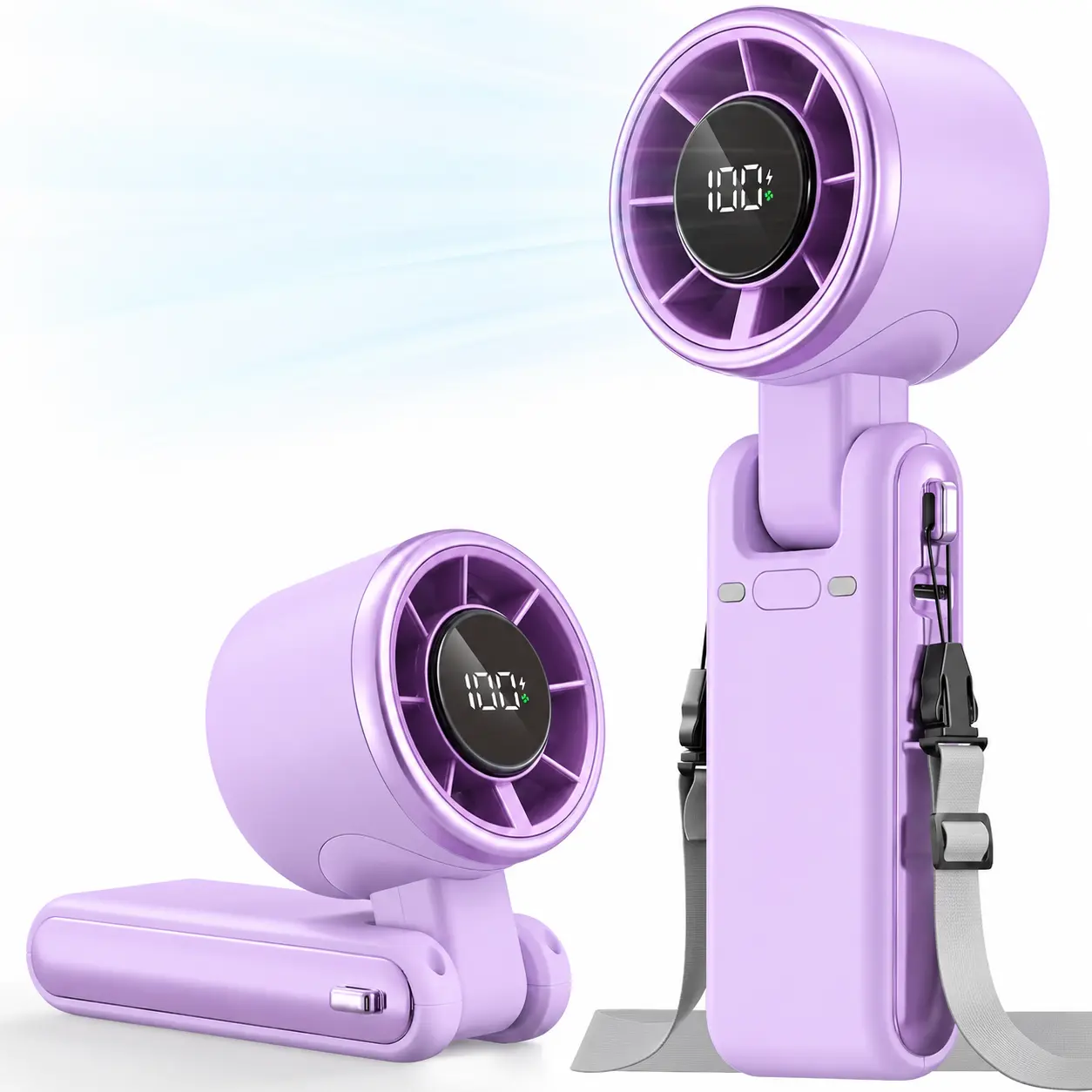 Portable Handheld Turbo Fan, 5 Gear Wind, Battery Operated, Up to 8 Working Hours Rechargeable Fan, 3 IN 1 Hand Fan for for Travel, Beach, Outdoor