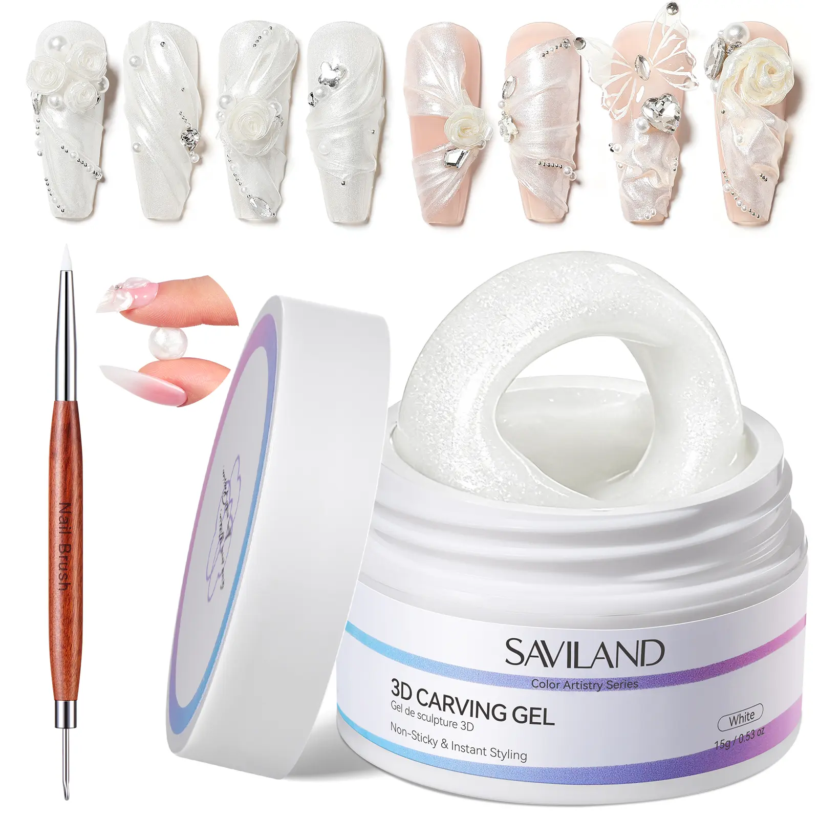 Non-Sticky White 3D Nail Gel