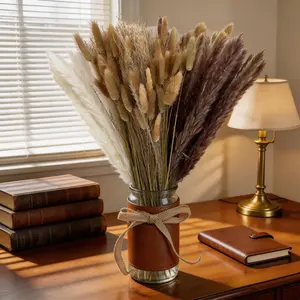 Boho Wedding Arch Backdrop with Mixed Dried Grasses