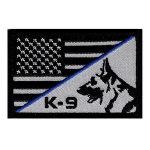 K-9 USA American Flag Thin Blue Line Police Swat Hook Patch (PK1)