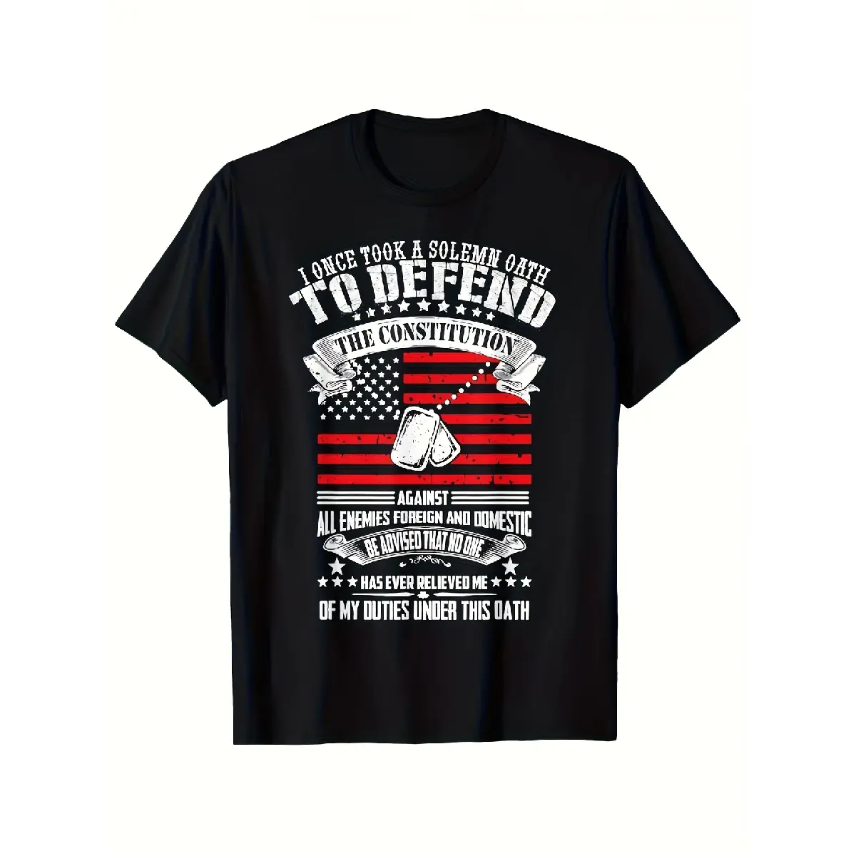 [100% Cotton] 100% Cotton Men'S Retro American Flag Tee - Black with Red and White Stripes Patriotic Design Committed to Defending The Constitution Sturdy Short Sleeve Crew Neck Casual Shirt for Everyday Wear Perfect for Stylish Printed Men'S Short-Sleev