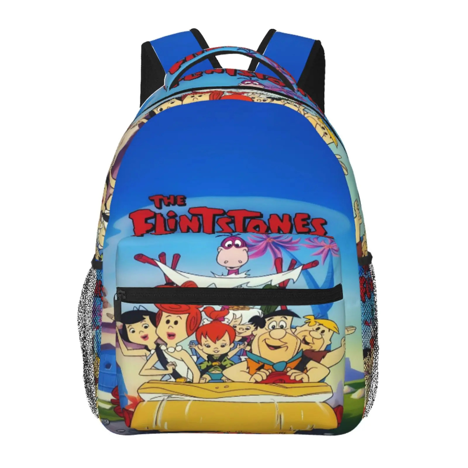 The Flintstones Vertical All-Over Print Backpack Large Capacity The Flintstones Vertical Outdoor Daypack for Hiking Field Trips Daily Commute, Cartoon Casual The Flintstones Vertical Merch Laptop School Bag for Teens Adults & Gift Giving