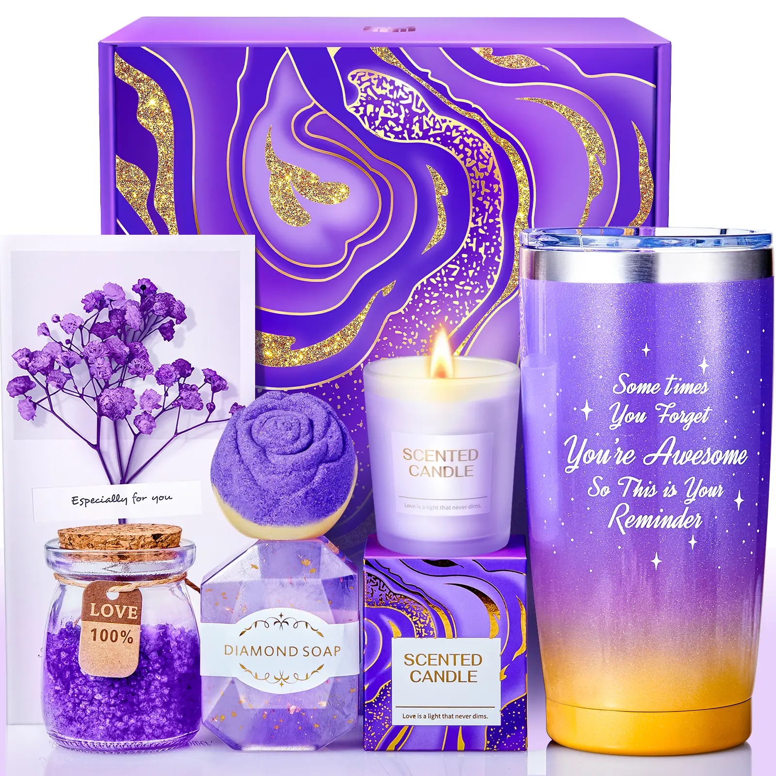 BodyRefresh Christmas Gifts for Women, Birthday Gifts for Women, Gift Basket for Her, Self Care Spa Gift Set, Thinking of You & Get Well Soon Care Package for Mom Wife Sister Grandma