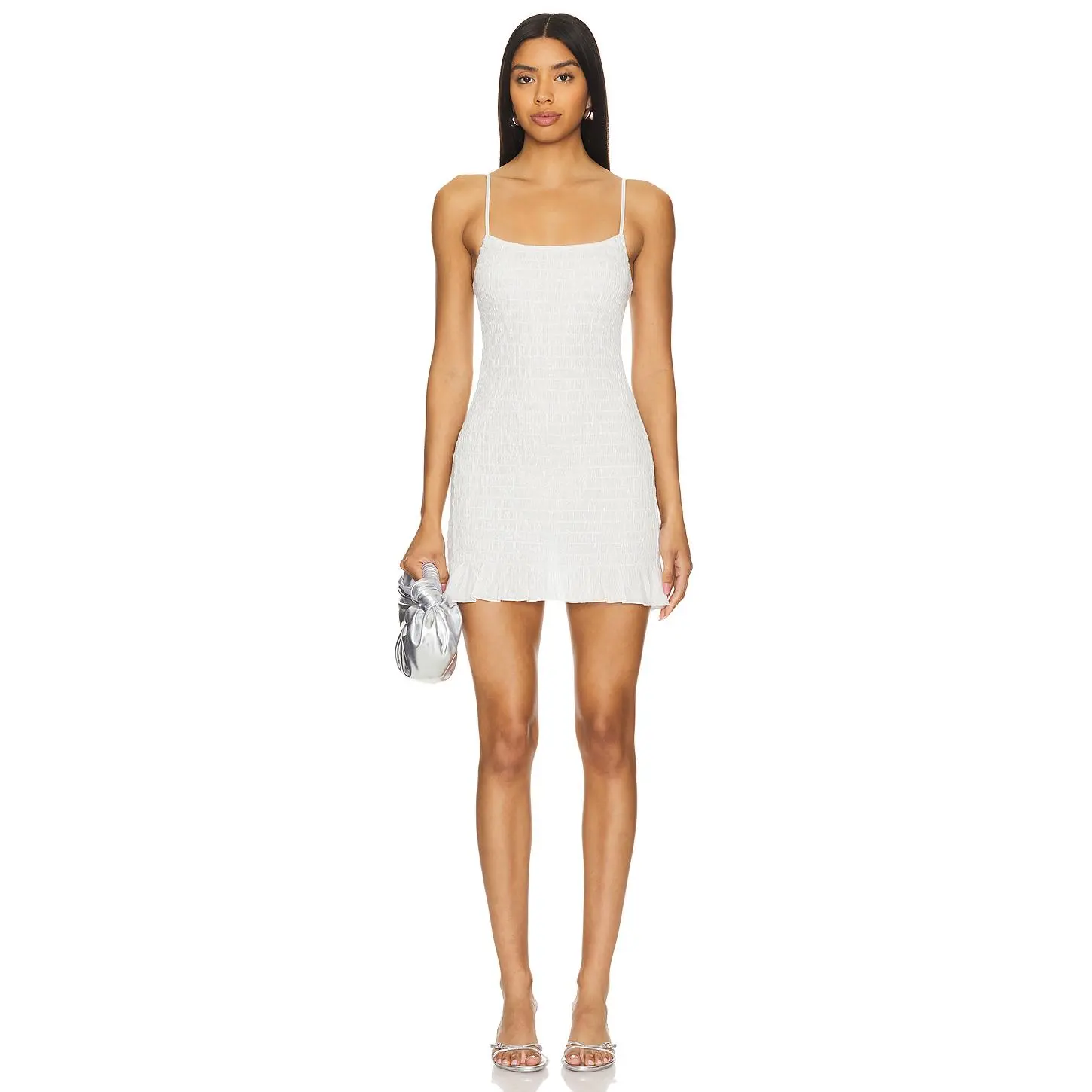 Apres Studio x REVOLVE Ruched 90's Party Dress in Metallic Cream