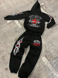 Men's Star Print Drop Shoulder Pocket Hoodie & Drawstring Waist Sweatpants Two-piece Set, Regular Fit Casual Fashion Cozy Breathable Two Piece Outfits for Daily Wear, Men's Clothes for Fall & Winter