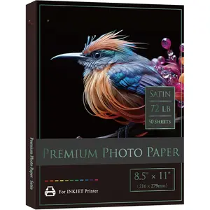 Photo Paper Satin 8.5x11 72lb for Inkjet Printers 50 Sheets, Single Sided