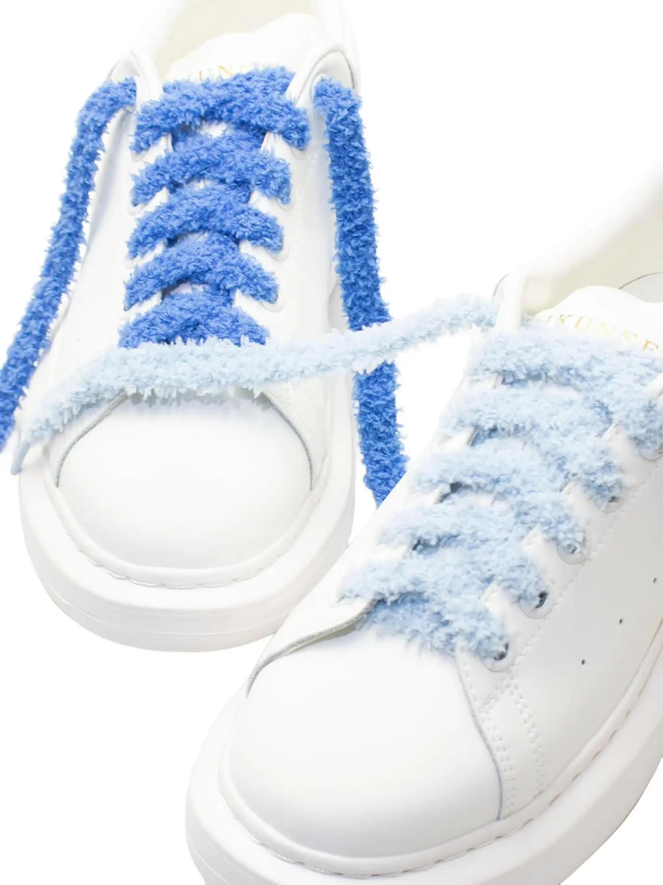 2 Pairs 1cm Wide Single Layer Flat Faux Fur Shoelaces, Fits Casual Skate Shoes, Comfortable and Stylish Shoe Laces