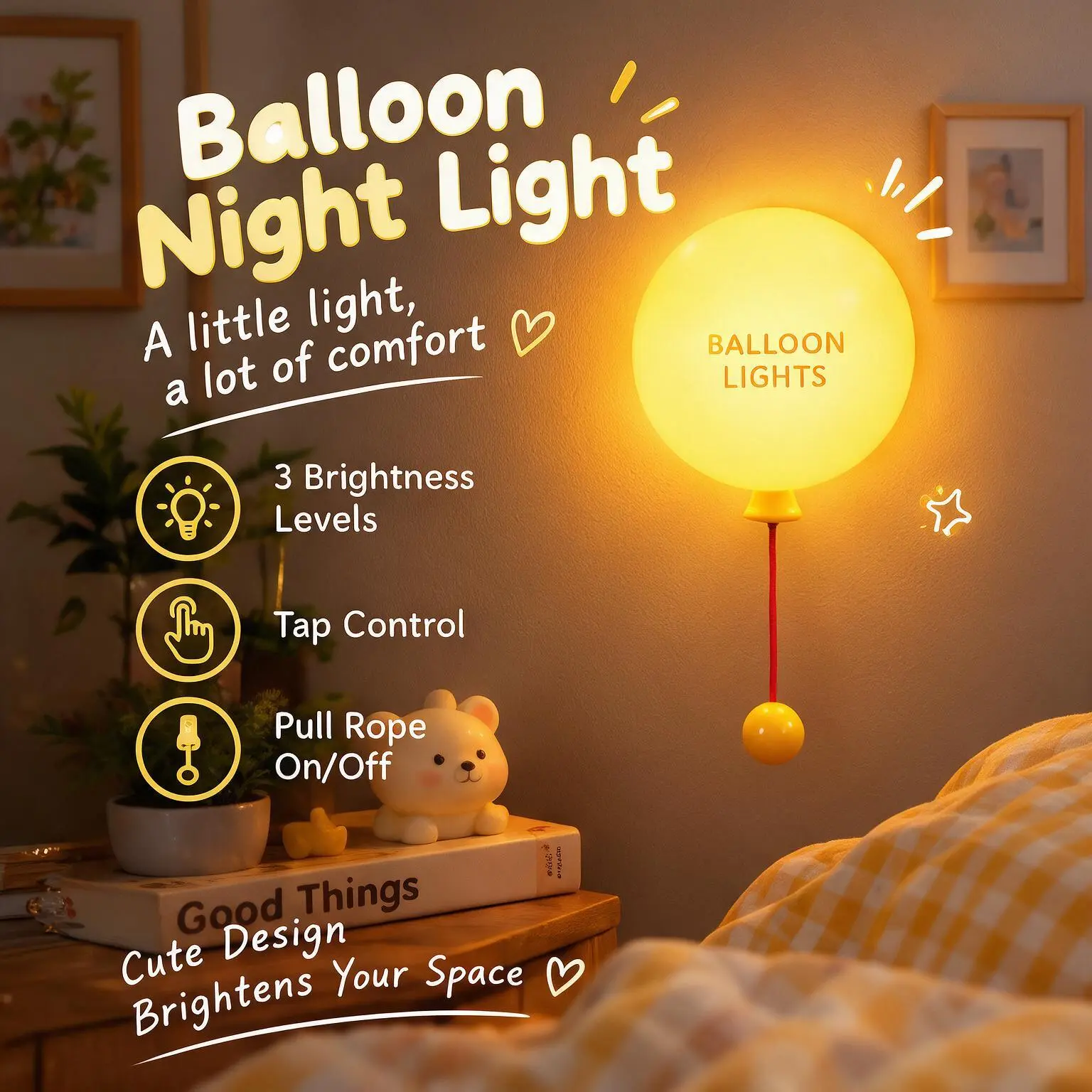 Creative Balloon-Style Silicone Night Light – A fun, creative toy for kids featuring soft, eye-friendly light; serves as a bedside lamp, mood light, and tap-activated light. A perfect gift for children.