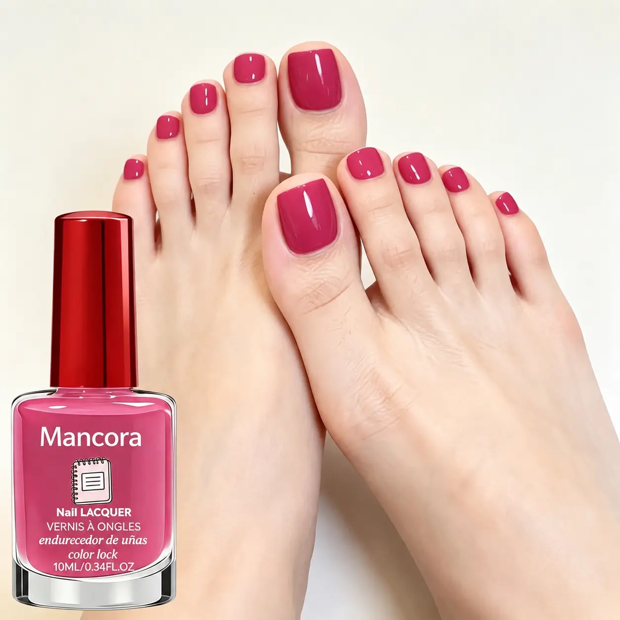 Raspberry Rose Nail Polish - Air-Drying, No UV Lamp Needed, Nail-Strengthening Formula, Easy to Apply, Suitable for Hands & Toenails