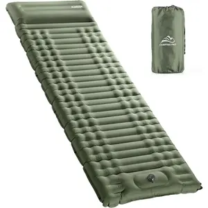 Camping Self Inflating Sleeping Pad 4 Inch Extra Thick Camping Mattress with Pillow Built-in Foot Pump Portable Sleeping Pad for Backpacking Hiking Tent | Travel Camp Office