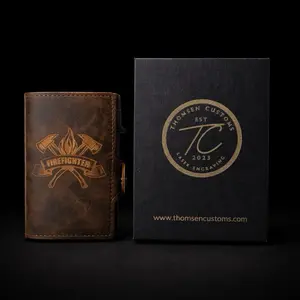 Firefighter Pop Up Wallet Brown Leather RFID Wallet