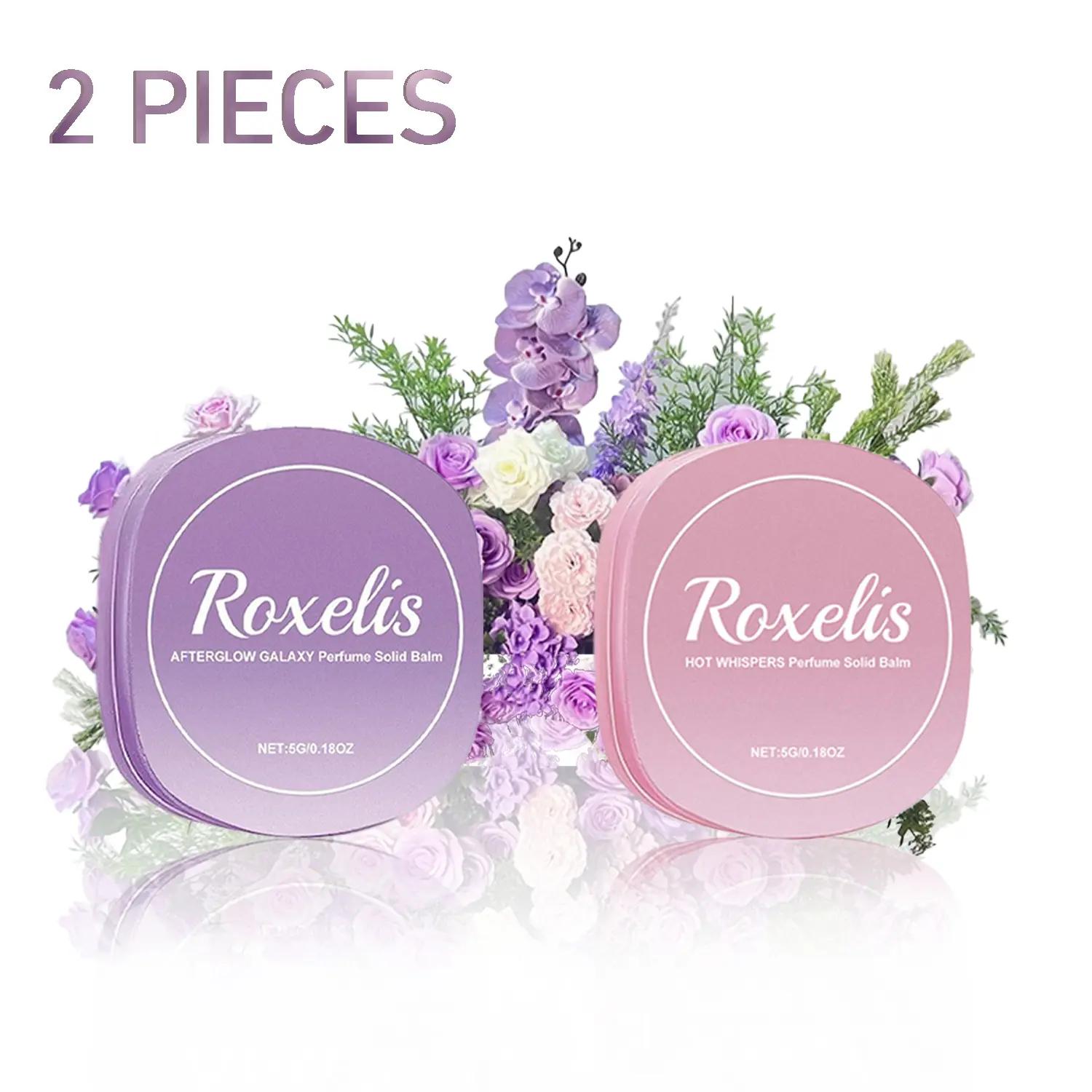 2 Pieces Roxelis Solid Perfume Balm - Natural Alcohol-Free Fragrance For Women, Travel-Sized Portable Elegant Gift, Fruity Sweet Floral Scent Daily Cosmetic Accessory