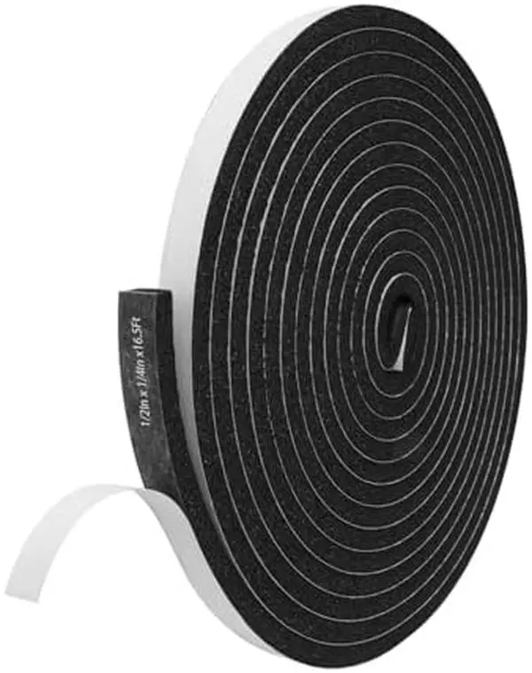 Self-Adhesive Flexible Foam Heat Insulation Strip - 1/2In x 1/4In x 16.5ft, Door Seal, Window Insulation Tape for Soundproofing a Bedroom, Speakers, Handicrafts