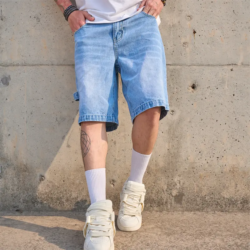 New Men Streetwear Loose Solid color Summer Denim Shorts Stylish Male Casual Straight Five-point Pants Men's Shorts Deals For You Summerwins