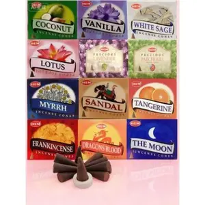 Natural Aromatherapy Incense Cones - 12 Assorted Scents for Meditation and Relaxation - 120 Total Cones for Yoga and Home Use - Reusable Fragrance Cones for Stress Relief