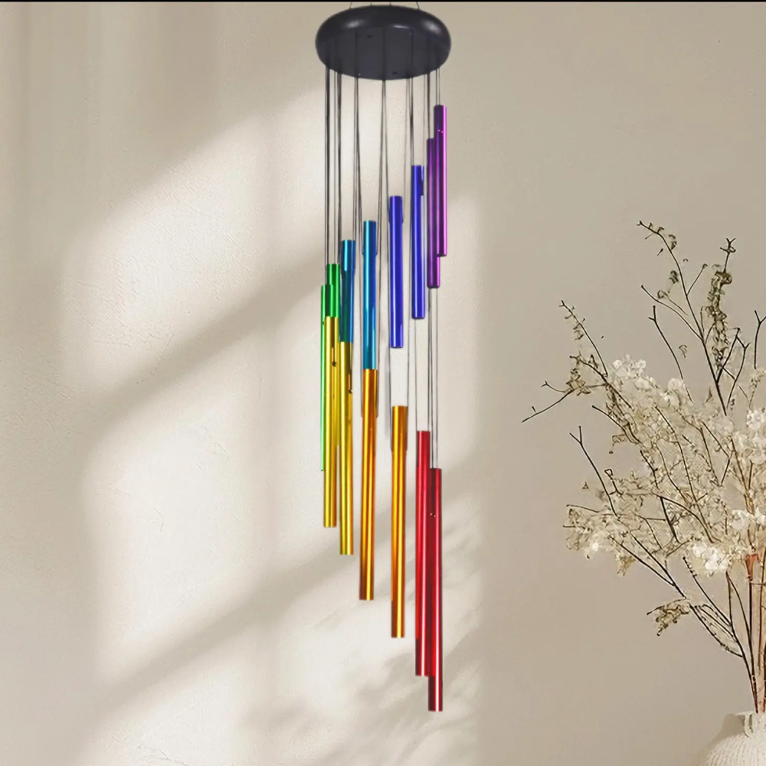 Classic Wind Chimes with 12 Tuned Aluminum Tubes and Wooden Accents, Creating a Melodic Tuned Sound for Gardens & Patios