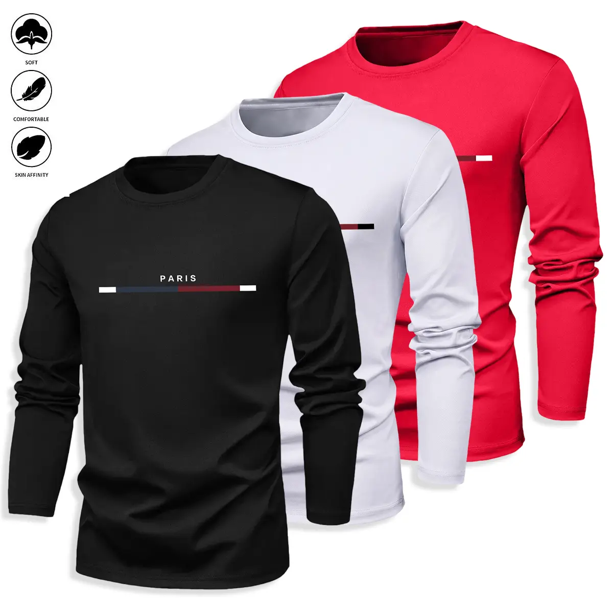 Men's 3-Piece Sweatshirt Set, Solid Color Crew Neck Pullover Top, Soft and Comfortable for Commuting to Work,back to school,back to school shopping, Male, Fitted