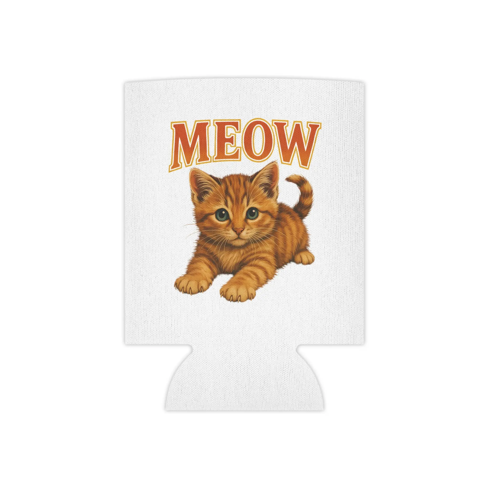 Retro Meow Cat Can Cooler, Ginger Cat Koozie, Cute Cat Lover Drink Sleeve, Vintage Cat Can Cooler, Cat Mom Gift, Cat Dad Gift