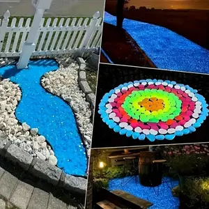 100pcs Glow In The Dark Small Rocks, Blue Luminous Pebble Rocks For Indoor Outdoor Decor, Luminous Small Stone For Garden, Patio, Walkway, Driveway Decoration, Garden Stones, Pathway Decor