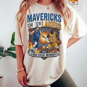 Comfort Colors T-Shirt Mavericks vs Lakers 2026 NBA Event Memory Graphic, Premium Soft Cotton Fabric, Unisex Fit for Basketball Fans, Perfect Gift for NBA Lovers